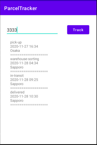 parcel tracker ui